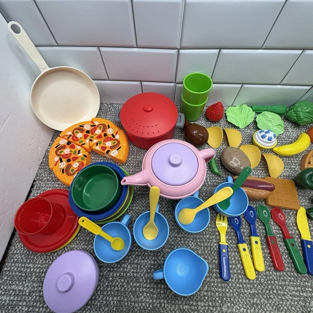 Play‎ Food Dishes Veggies Fruit Pizza Pan Tea Set Utensils Mixed Lot Preschool